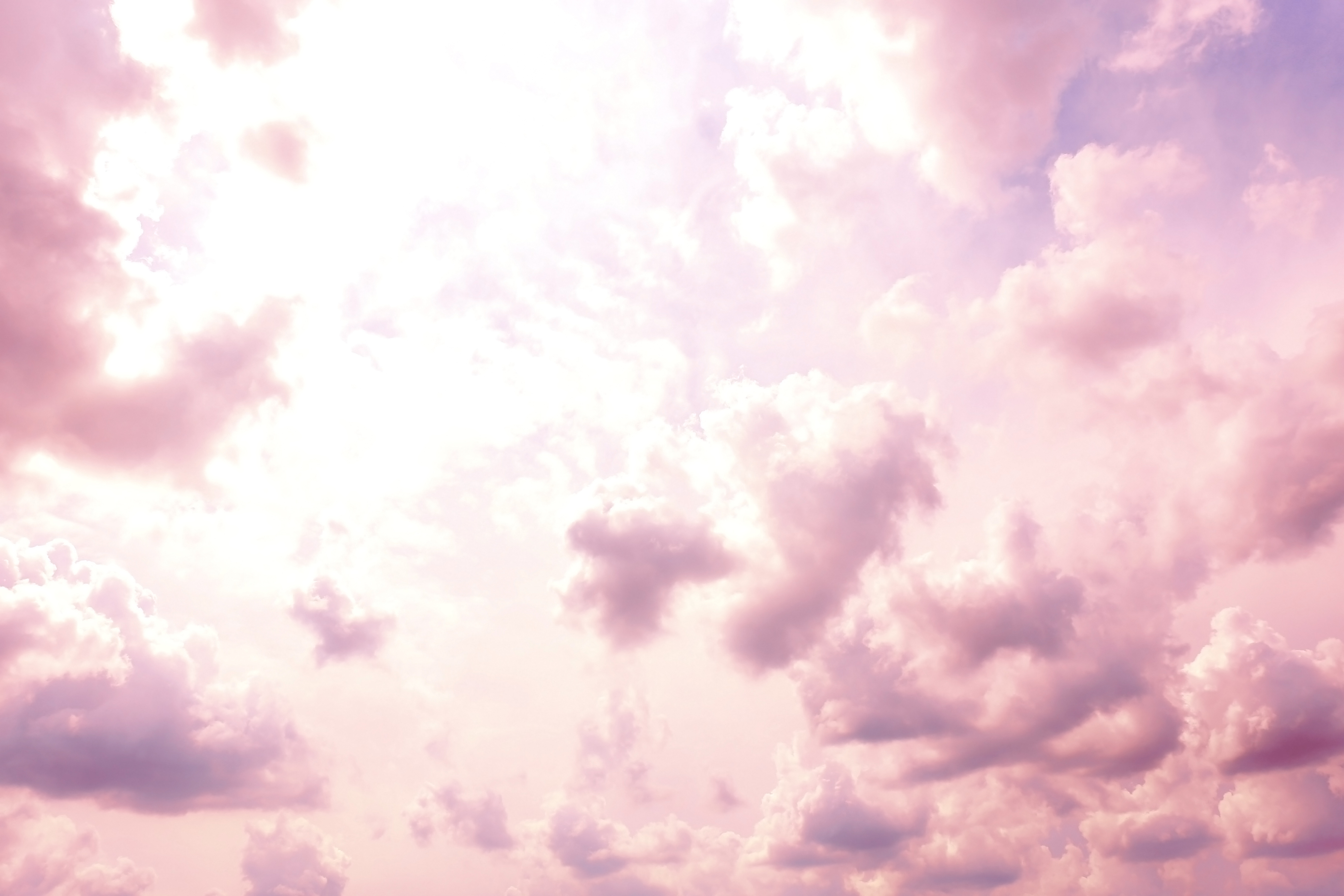 Clouds and Sunlight in the Pink Skies